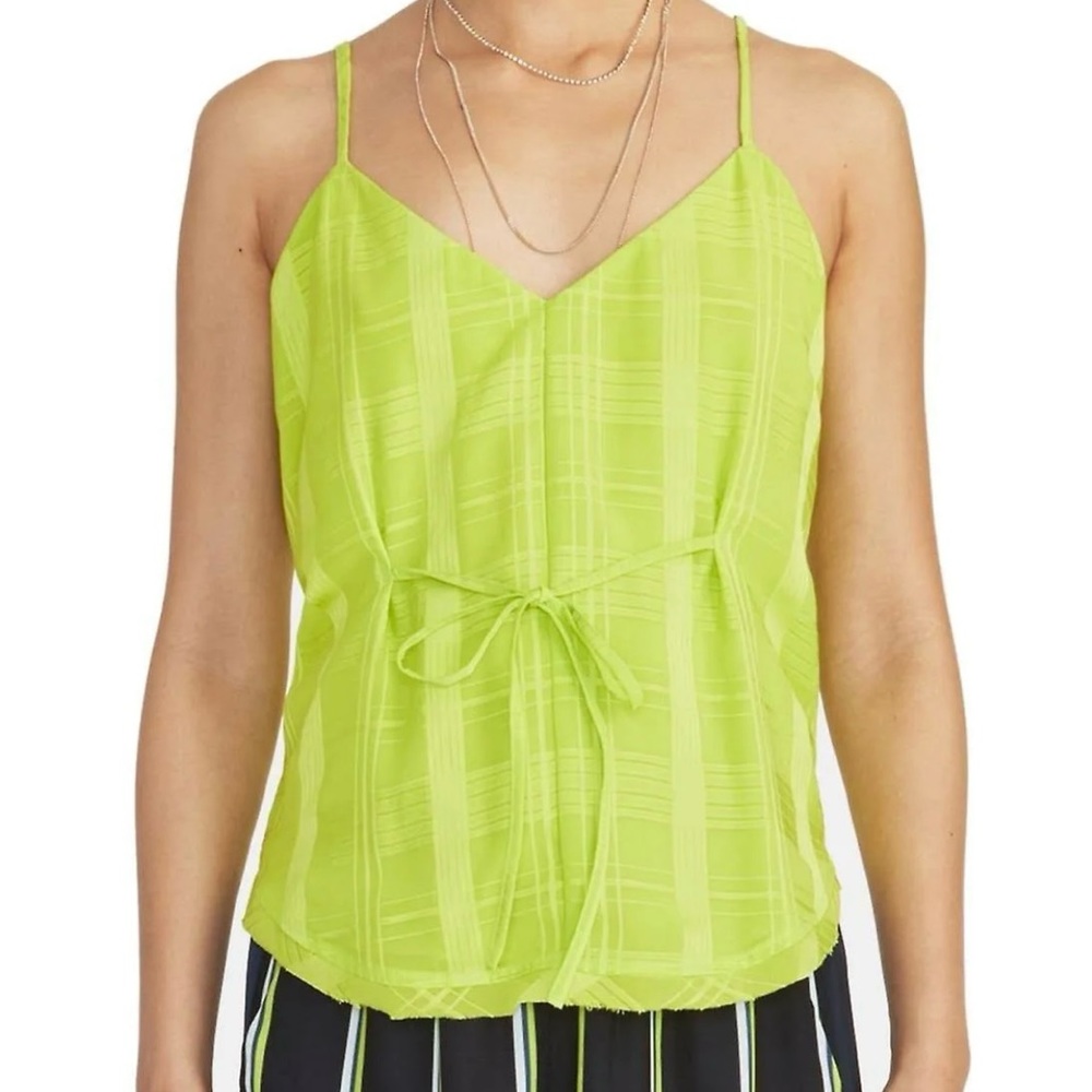 NWT RACHEL ROY Jasmin Plaid Tie-Front Camisole - Lime Green